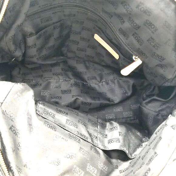 MICHAEL Michael Kors Black Signature Patent Leather Satchel with Gold MK Charm - Picture 8 of 8